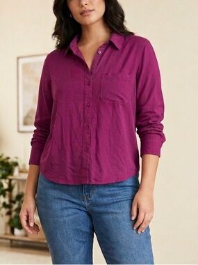 intro. Magenta Button-Up Long Sleeve Shirt